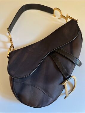 Christian Dior authentic Nylon Chocolate Ombré Saddle bag